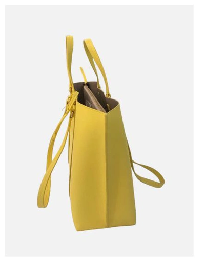 Pinko Large Leather Tote Bag In Yellow