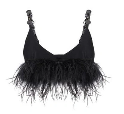 Pinko Top With Vinsanto Feathers In Black
