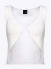 Pinko Top En Maille Filet Patchwork Transparent In White