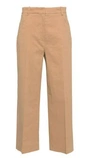 Pinko Protesilao Linen Blend Cropped Trousers In Brown