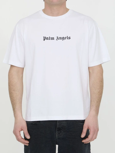 Palm Angels White T-shirt With A Printed Logo
