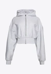 Alexander Wang Zip-up Cropped Hoodie In White