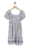 ANGIE FLORAL PRINT SQUARE NECK PUFF SLEEVE DRESS