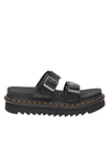 Dr. Martens' Myles Brando Leather Buckle Slide Sandals In Black