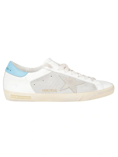 Golden Goose Super Star Leather Upper And Heel Suede Star In White/grey/light Blue