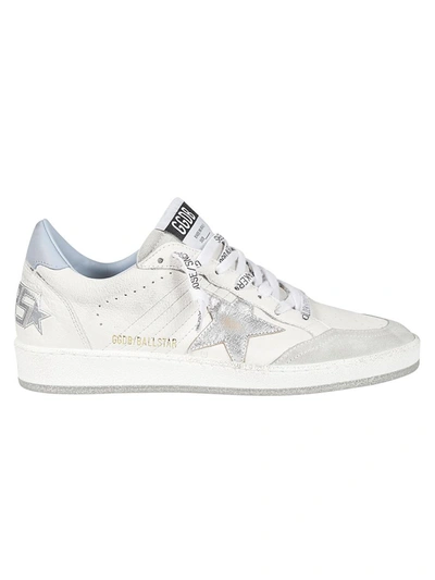 Golden Goose Ball Star Sneakers In White/blue/silver