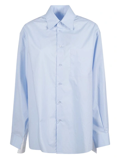 Mm6 Maison Margiela Ladies Blue Cape-effect Poplin Shirt In Light Blue