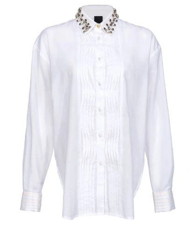 Pinko Rhinestone-embellished Collar Shirt In Bright White