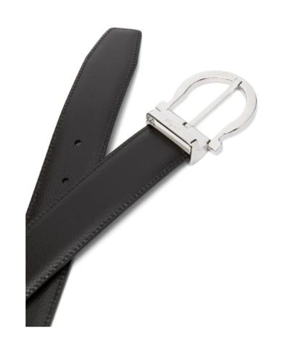 Ferragamo Reversible And Adjustable Gancini Belt In Black/hickory