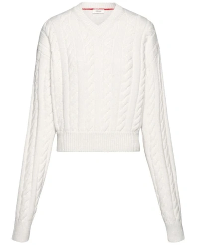 Ferragamo Salvatore  Cable Knitted V In White