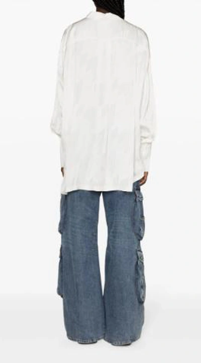 Attico Diana Asymmetric Jacquard Shirt In White