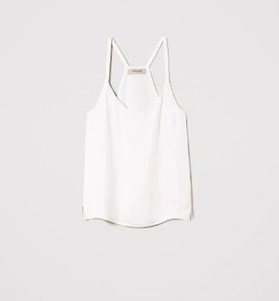 Twinset Satin Tank Top In White