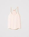 Twinset Sleeveless Satin Top In Cupcake Pink