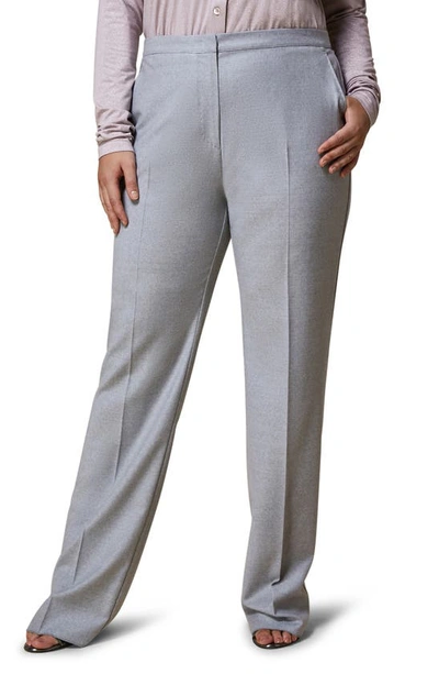Marina Rinaldi Women's Plus Size Recinto Wool Flannel Straight Pants In Light Grey