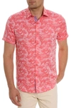 ROBERT GRAHAM POSEIDON SHORT SLEEVE LINEN & COTTON JACQUARD BUTTON-UP SHIRT