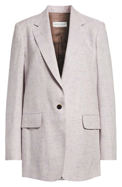 Dries Van Noten Blanchet Silk-blend Blazer Jacket In Lilac