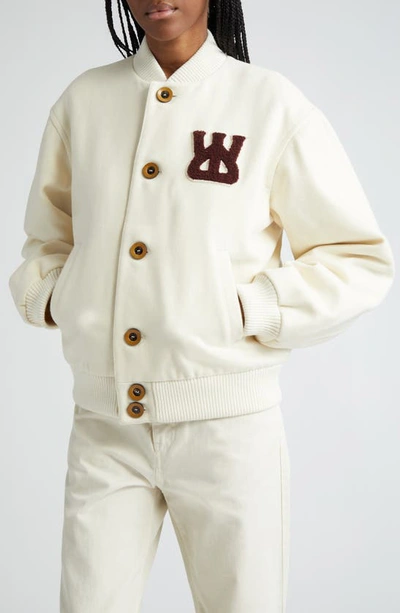 Wales Bonner Neutral Sorbonne 56 Varsity Jacket - Women's - Wool/polyamide/viscose/polyester In White