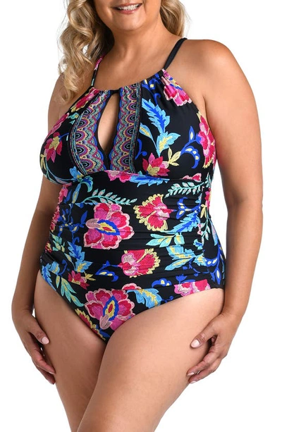 LA BLANCA MIDNIGHT KEYHOLE ONE-PIECE SWIMSUIT