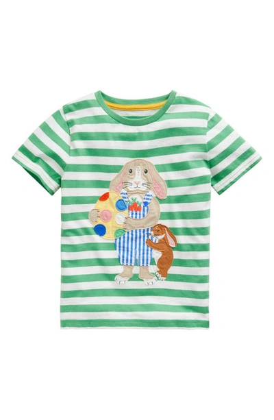 Mini Boden Kids' Easter Appliqué T-shirt Aloe Green/ivory Boys Boden
