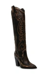 Steve Madden Lasso Knee High Western Boot In Brown Distressed
