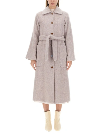Alysi Belted Coat In Lilac