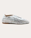 Andrea Gomez Antonia Woven Leather Oxford Flats In Silver