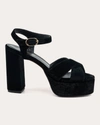Andrea Gomez Bella Satin Platform Sandals In Black