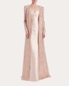 Badgley Mischka Women's Mikado Gown & Sequin Duster Set In Pink