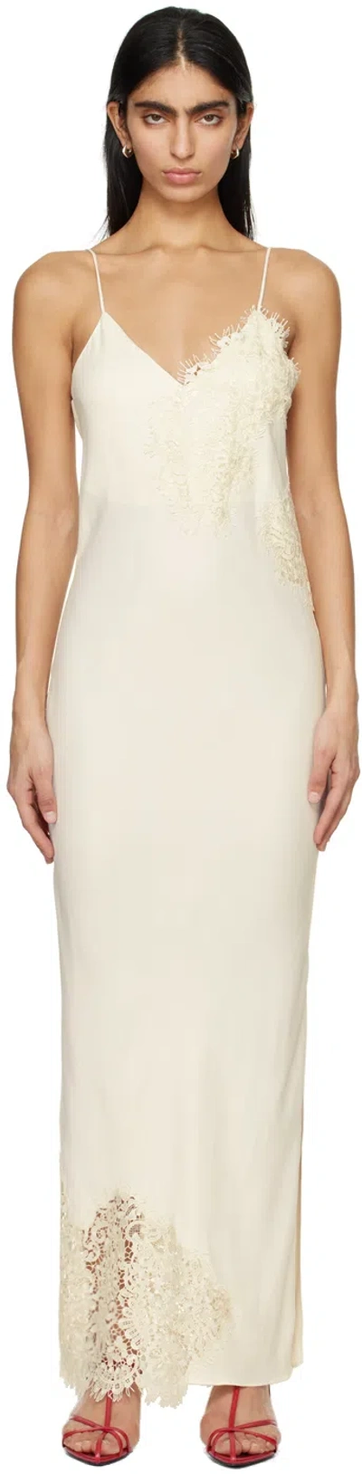 Rohe Lace-panelled Matte Satin Maxi Dress In Cream