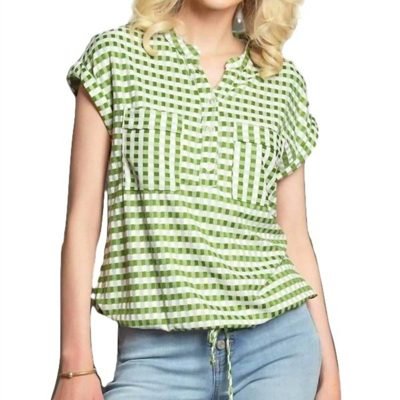 Eva Franco Nico Gingham Top In Green