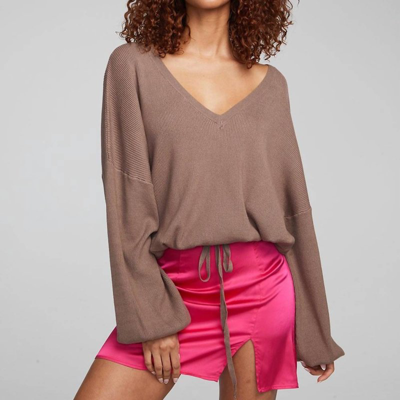 Chaser Diamond Long Sleeve Top In Brown