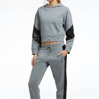 Juicy Couture Side Bling Fleece Jogger In Light Grey