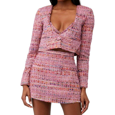 For Love & Lemons Celine Cropped Blazer In Pink