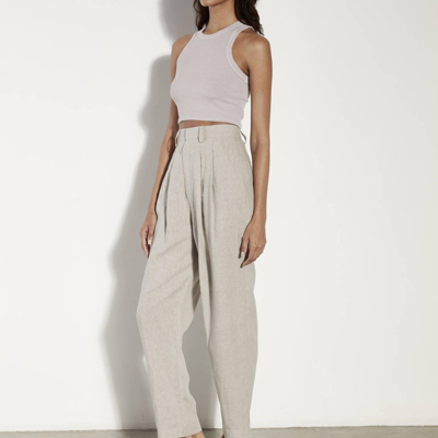 Enza Costa Tapered Pleated Hi-waist Pant In Mist In Grey