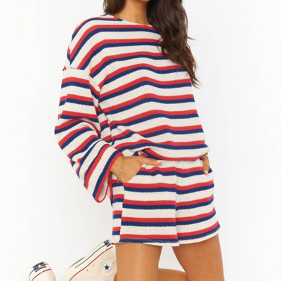 Show Me Your Mumu Daytime Pullover In Patriot Stripe Knit In Red