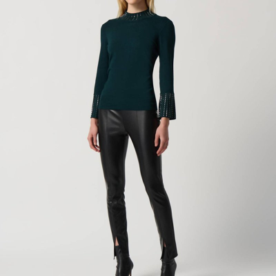 Joseph Ribkoff Beaded Mock Neck Sweater In Alpine Green