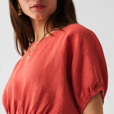 Faherty Cala Linen Top In Red