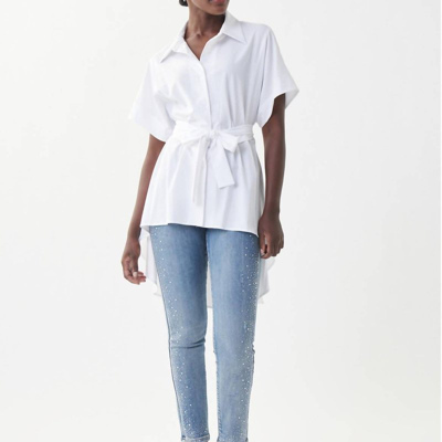 Joseph Ribkoff Spring In Your Step Tunic Blouse In Optic White