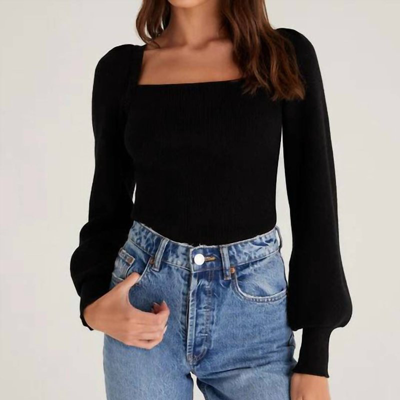 Z Supply Hadley Sweater Tie Top In Black