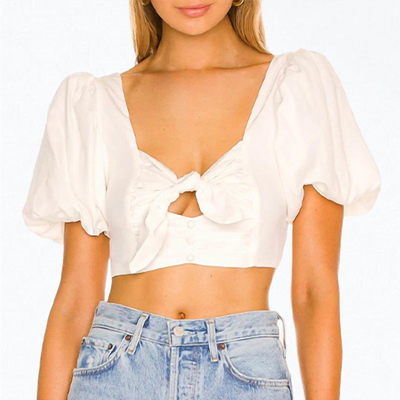 For Love & Lemons Jessie Cutout Cropped Top In White