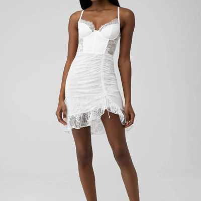 For Love & Lemons Bustier Lace Mini Dress In White