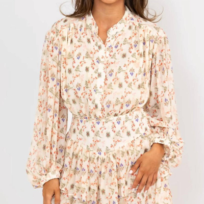 Karlie Vintage Floral Chiffon Dress In Beige