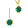 Sterling Forever 14k Plated Malachite Short Drop Earrings In Neutral