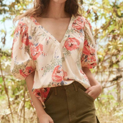 The Great The Bungalow Top In Echo Rose Print In Brown
