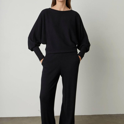 Velvet By Graham & Spencer Carmen Top In Black In White