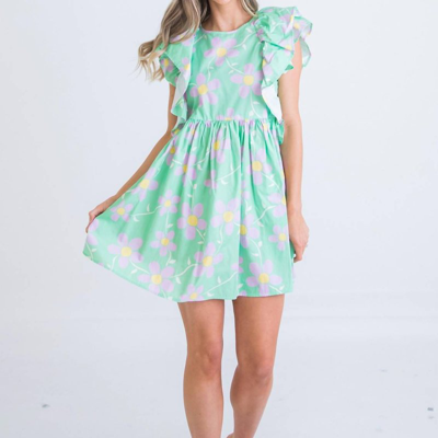 Karlie Daisy Ruffle Poplin Dress In Green