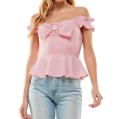 Tcec Off The Shoulder Bow Top In Pink