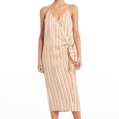 Faithfull The Brand Camaya Wrap Dress In Playa Rosa Stripe In Pink