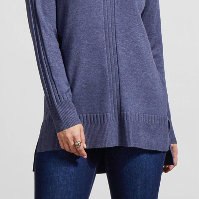 Tribal Long Sleeve Cowl Neck Sweater In Blue