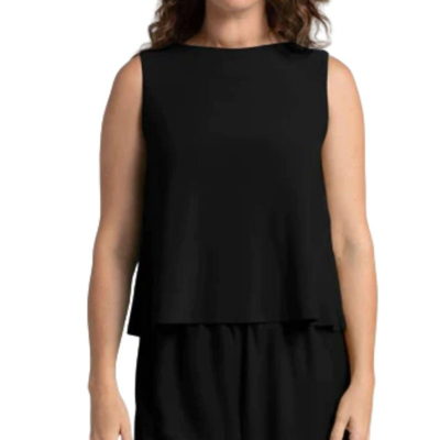 Sympli Flared Shell Top In Black